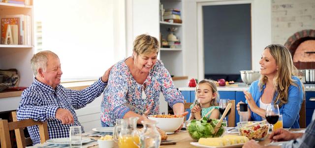 Intergenerational Family Having a Meal Together